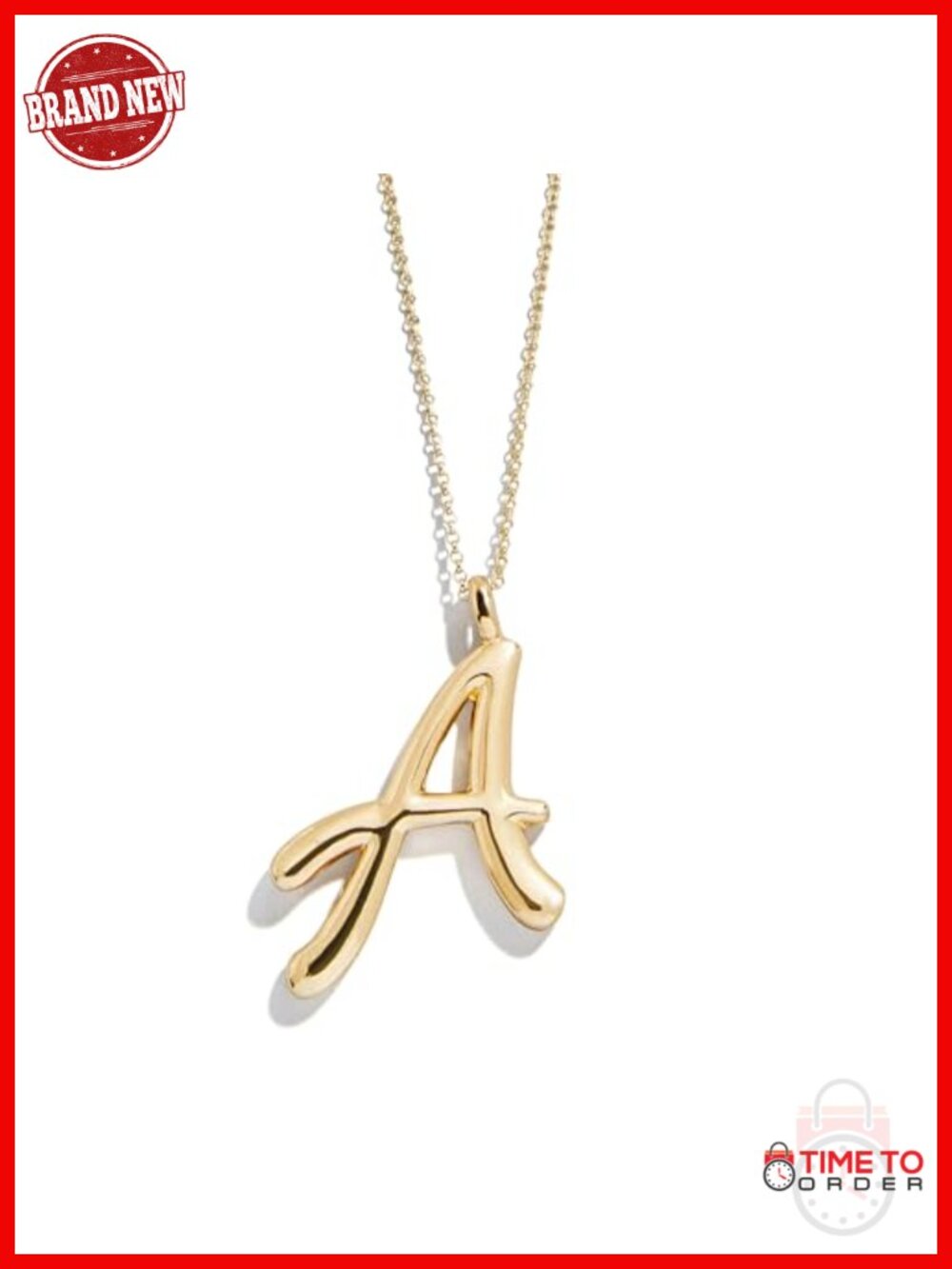 Gold-Plated Initial Pendant Necklace with Lobster Clasp, 20-Inch Chain,